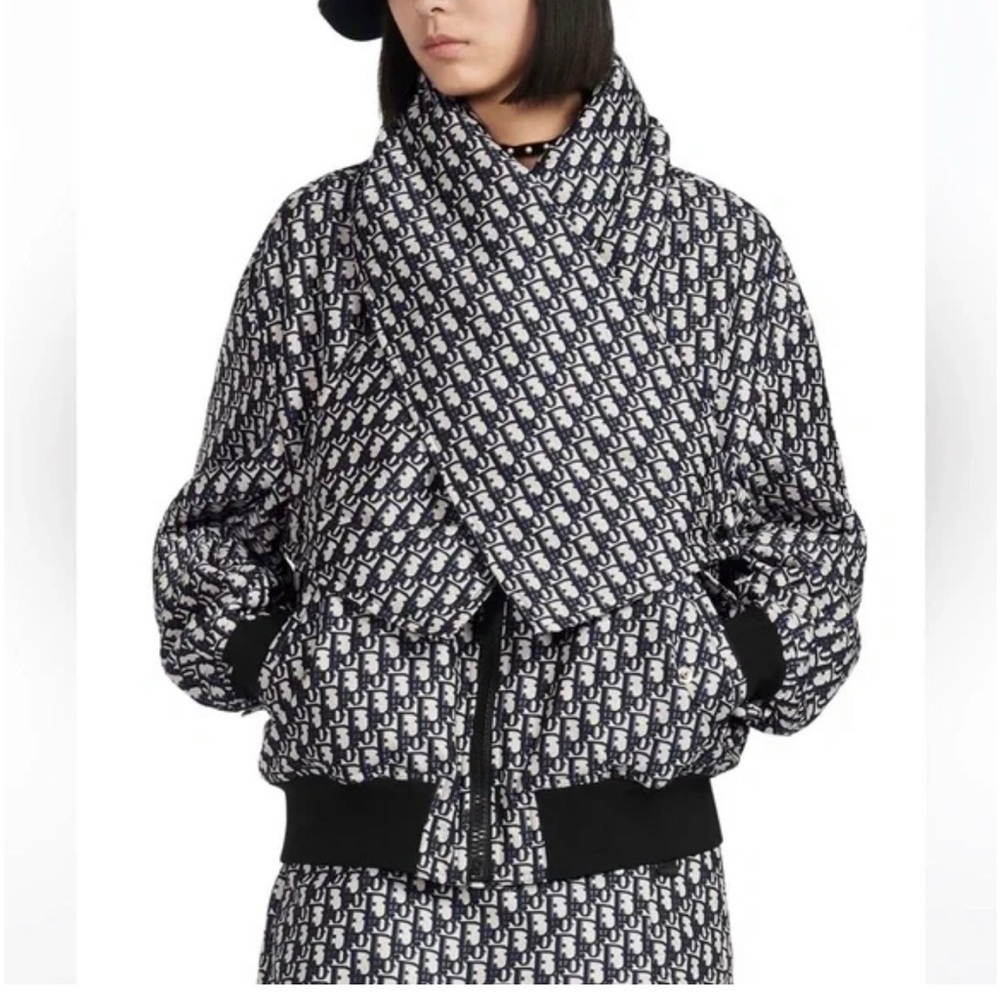 Dior Mongram Bomber Jacket w. Detachable Shawl
